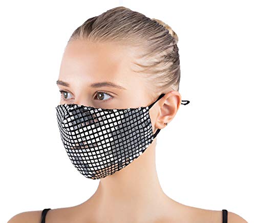 eBoutique - Mascarillas de lentejuelas premium – Brillo de colores – Mascarillas de moda transpirable – Ideal para pubs / clubes/fiestas (champán)