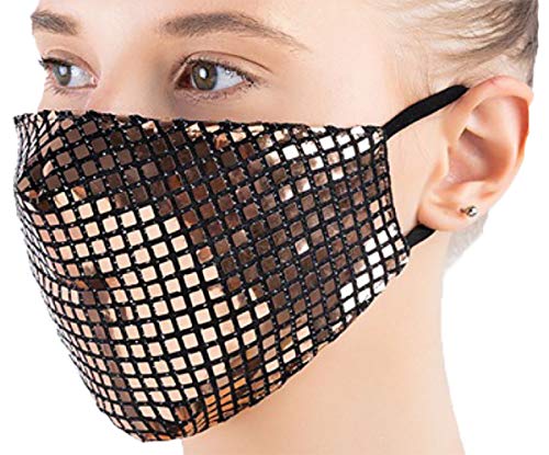 eBoutique - Mascarillas de lentejuelas premium – Brillo de colores – Mascarillas de moda transpirable – Ideal para pubs / clubes/fiestas (champán)