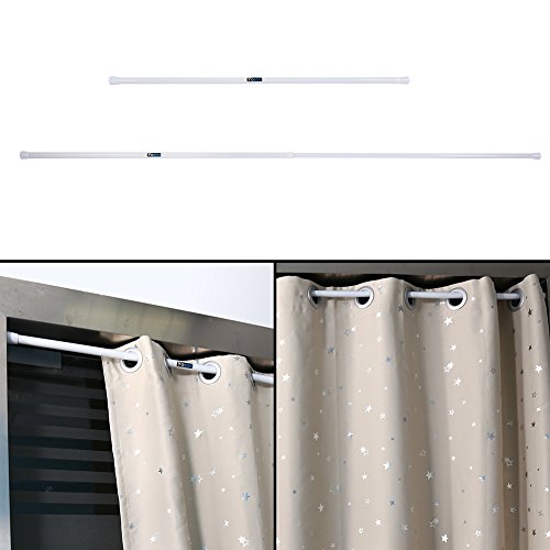 EBTOOLS - Barra de cortina telescópica, ajustable con muelles, para colgar en el baño, armarios, barra de ducha extensible con almohadillas antideslizantes., hierro, 105-200cm