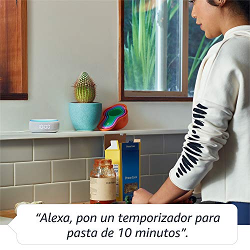 Echo Dot (3.ª generación) - Altavoz inteligente con reloj y Alexa, tela de color gris claro