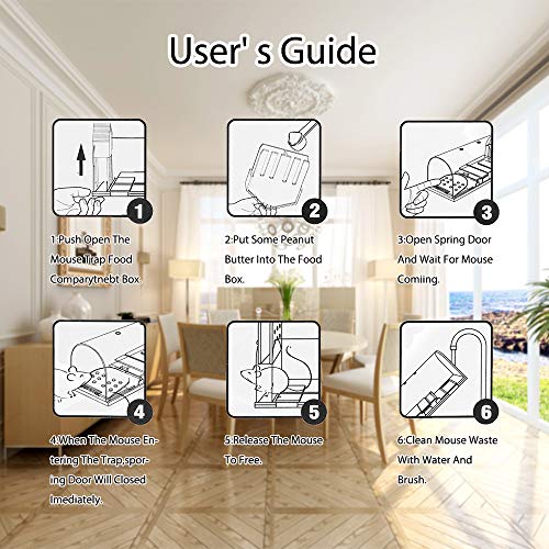 ECHOAN 2Pcs Trampa para ratón, Plástico Tiradores, Ratonera, Reutilizable Ratonera de plástico de Transparente,para Interior Exterior Cocina Jardín Ático