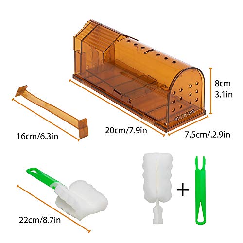 ECHOAN 2Pcs Trampa para ratón, Plástico Tiradores, Ratonera, Reutilizable Ratonera de plástico de Transparente,para Interior Exterior Cocina Jardín Ático