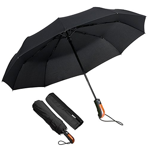ECHOICE Paraguas plegable portátil ligero compacto a prueba de viento con tapa X-Grand Negro
