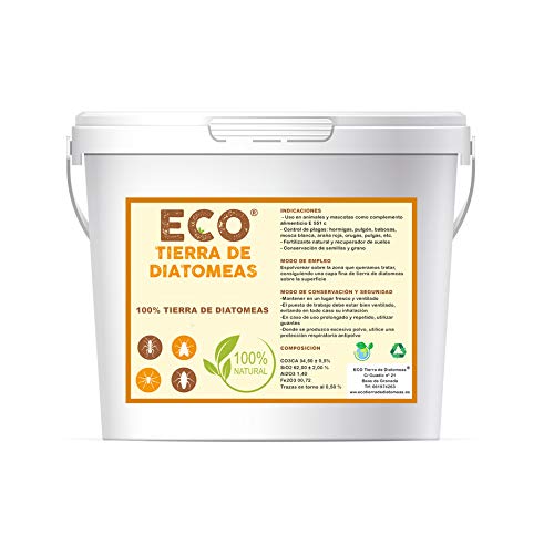 ECO Tierra de Diatomeas® Molida 5kg - 100% Natural y Ecológico - Grado alimenticio E551c. No calcinada, sin aditivos.