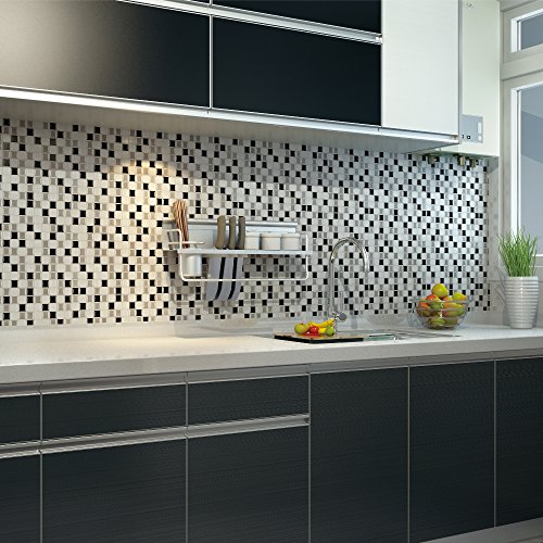 Ecoart Decorativos Adhesivos Para Azulejos Pegatina de pared, Azulejos de gel, diseño de mosaico, efecto 3d, autoadhesivo, Para cuarto de baño y cocina, 25.4cm*25.4cm, 6 piezas por paquete