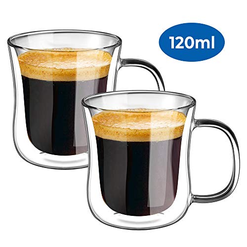 ecooe Vasos de café exprés de pared doble vasos 120ml Juego de 2