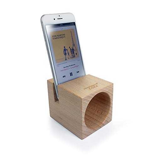 Ecophonic® UNO Haya. Altavoz inalámbrico ecológico de Madera FSC Amplificador acústico Natural. Caja de resonancia Compatible con la mayoría de los Smartphones. Fabricado en España