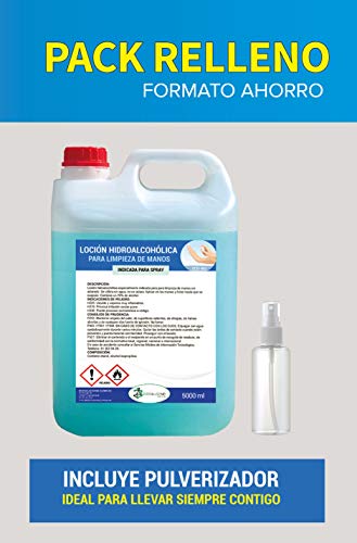 Ecosoluciones Químicas ECO- 901 | 5 litros | Loción Hidroalcohólica para manos | 70% alcohol garantizado | Somos fabricantes, Calidad asegurada | INCLUYE PULVERIZADOR