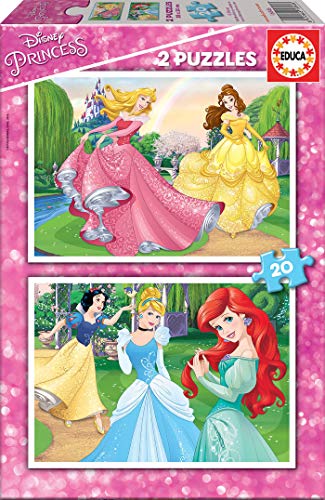 Educa- Princesas Disney 2 Puzzles Infantiles de 20 Piezas, a Partir de 3 años (16846)