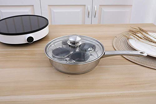 Egg Poacher Pan - Stainless Steel Poached Egg Cooker –Induction Cooktop Egg Poachers Cookware Set with 4 Nonstick Large Silicone Egg Poacher Cups and Spatula