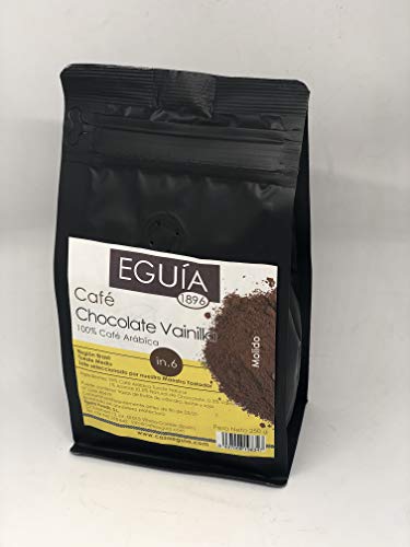 Eguia Cafe Molido Natural Cafe Granos Arabica, Avellana, Chocolate, Naranja Chocolate, Vanilla, Vainilla Silueta, White Chirstmast - 6 Unidades de 250g