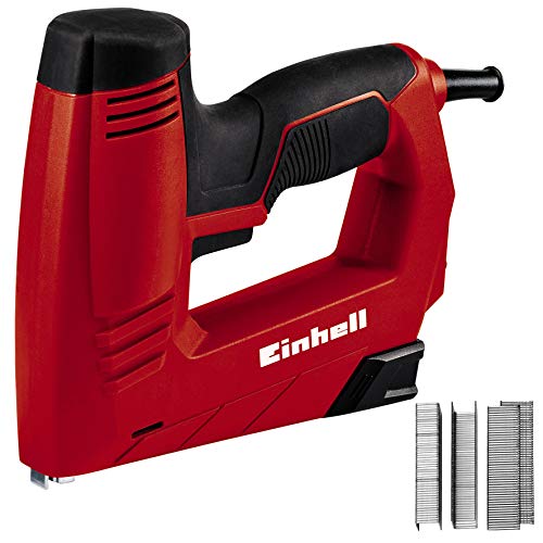 Einhell 4257890 TC-EN 20 E - Grapadora Electrica Potencia, 240 V, 20 disparos por minuto, longitud de grapa 6-14 mm, longitud de clavo 14 mm, incluidas 1000 grapas y 500 clavos