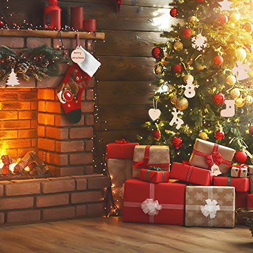 EKKONG 100 Colgantes de Madera para Navidad, Ornamentos de Navidad,Adornos de Navidad Madera, Colgantes de Madera para Árbol para Navidad, Fiesta (100 pcs)