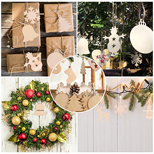 EKKONG 100 Colgantes de Madera para Navidad, Ornamentos de Navidad,Adornos de Navidad Madera, Colgantes de Madera para Árbol para Navidad, Fiesta (100 pcs)