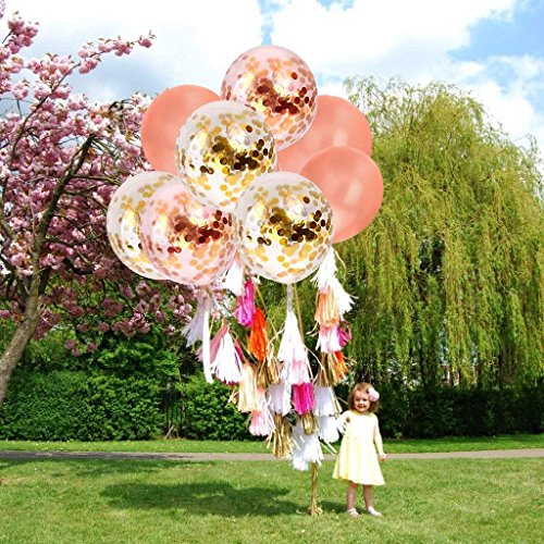 EKKONG 30 Piezas Globo de Confeti,Rose Gold Circle Confeti con Globos de Fiesta de látex para Decoraciones de cumpleaños(30cm)