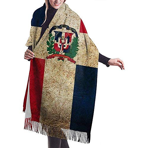 Elaine-Shop Vintage República Dominicana Bandera Bufanda de cachemira cómoda para mujer Wraps Bufanda grande de invierno