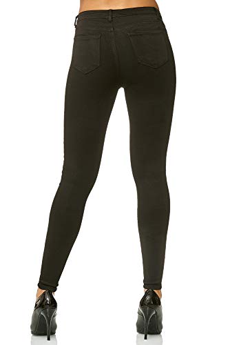 Elara Jeans para Mujer Elástico Cintura Alta Skinny Chunkyrayan Negro L003 Black 36 (S)