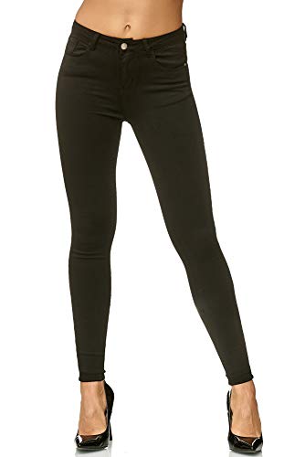 Elara Jeans para Mujer Elástico Cintura Alta Skinny Chunkyrayan Negro L003 Black 36 (S)