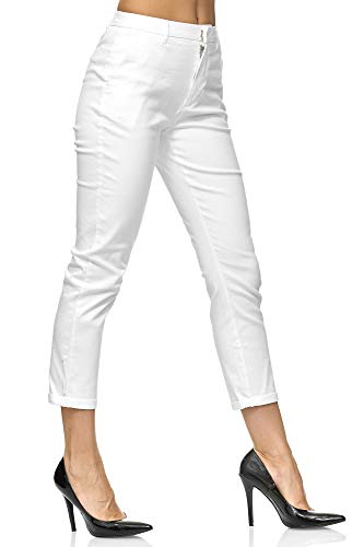 Elara Pantalones Mujer Chino Elástico Chunkyrayan Blanco VS19026-2 White-34 (XS)