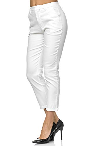 Elara Pantalones Mujer Chino Elástico Chunkyrayan Blanco VS19026-2 White-34 (XS)