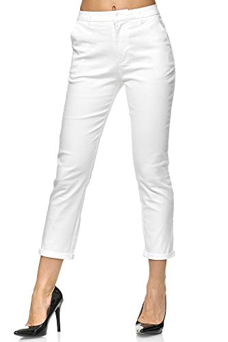 Elara Pantalones Mujer Chino Elástico Chunkyrayan Blanco VS19026-2 White-34 (XS)