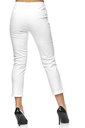 Elara Pantalones Mujer Chino Elástico Chunkyrayan Blanco VS19026-2 White-34 (XS)