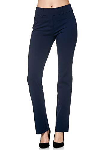 Elara Pantalones para Mujer Chunkyrayan Azul Marino A146-1 Navy-38 (M)