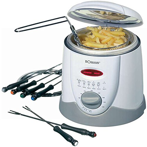 Eléctrico freidora Fondue para 6 personas fritura freído. Oel Capacidad Aprox. 1 L (900 W de alto rendimiento + Incluye Tenedores de fondue)