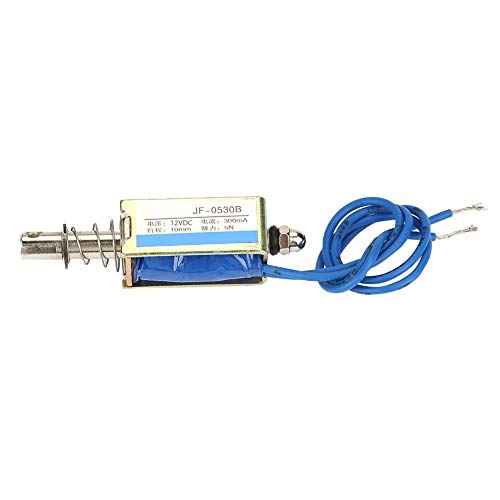 Electroimán 5N,JF-0530B Solenoide CC tipo solenoide CC Control automatización eléctrico magnético 6/12/24 V CC 300 mA Rango retráctil 10 mm para equipos control de automatización industri(12V)