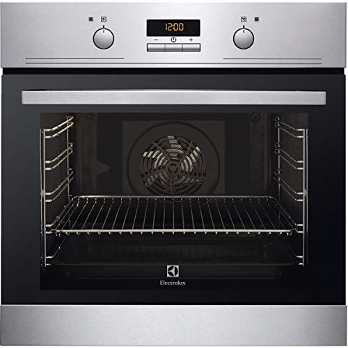 Electrolux EOB3430DOX Horno Multifunción Limpieza Aqua Clean, 8 funciones, Cavidad XXL, Display LED, Mandos Escamoteables, Puerta 2 cristales, Antihuellas, Carriles telescópicos, Inox, Clase A+, 72 L