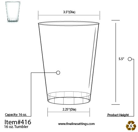 Elegante rígida de plástico transparente – Tall fiesta vasos/vasos – 16oz (454ml) – 40 piezas