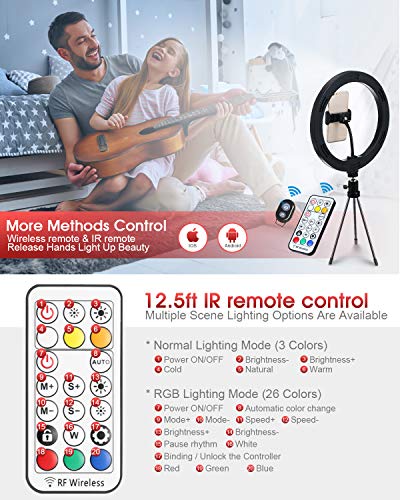 ELEGIANT Aro de Luz Trípode LED, Anillo de Luz 26 Colores RGB de 10.2" 3 Modos de iluminación, Brillo Ajustable con Control Remoto Inalámbrico para Selfie Fotografía Youtube Maquillaje para Móvil