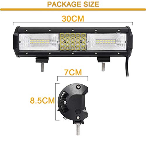 Elenxs Quad Fila 12 Pulgadas 840W 68LED Luz de Trabajo Barra de inundación del Punto Combo Lámparas de conducción a Prueba de Agua del Trabajo del LED 6000K luz para SUV Campo a través Vehículo