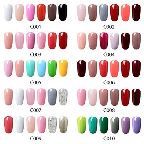 Elite99 Esmalte de Uñas 3 en 1, Esmaltes Semipermenentes para Uñas, 6pcs Kit de Uñas de Gel One Step, Soak off Pintauñas de Colores para Manicura, Tamaño Pequeño 7ml - 004