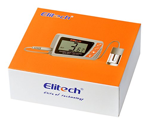 Elitech VT-10 - Termómetro de vacuna con sonda de botella de glicol para refrigerador, congelador y incubadora, refrigerador, farmacia, alarma audible