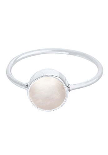 Elli Anillos solitario para mujer con piedra lunar en color pastel, de plata de ley 925