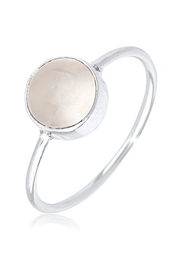 Elli Anillos solitario para mujer con piedra lunar en color pastel, de plata de ley 925