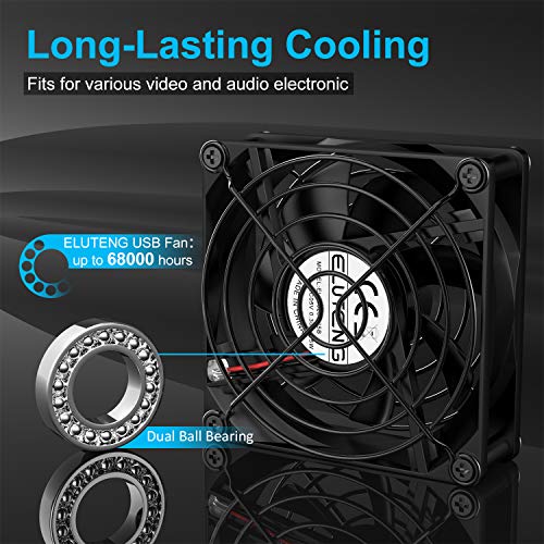 ELUTENG Ventilador USB 80mm Doble Fan 5V 0.24A Ventilador para PC 2 In 1 Cooler USB Fan 8cm Ventilador Portatil para Laptop/Receptor/Armario AV/Proyector