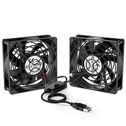 ELUTENG Ventilador USB 80mm Doble Fan 5V 0.24A Ventilador para PC 2 In 1 Cooler USB Fan 8cm Ventilador Portatil para Laptop/Receptor/Armario AV/Proyector