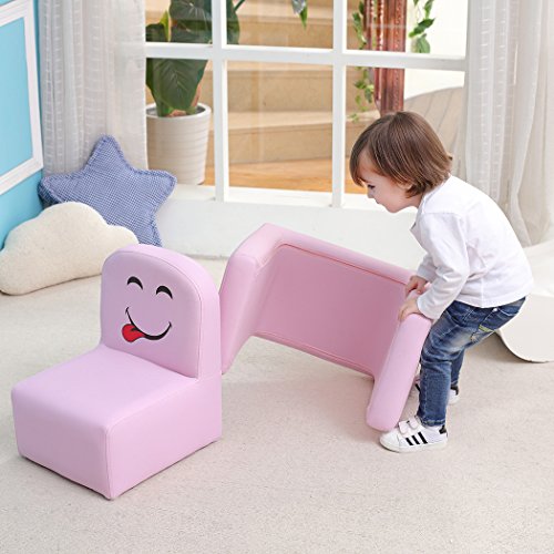 Emall Life Sillón para niños multifuncional, silla y mesa para niños/Taburete con una sonrisa divertida para niños y niñas(rosa)