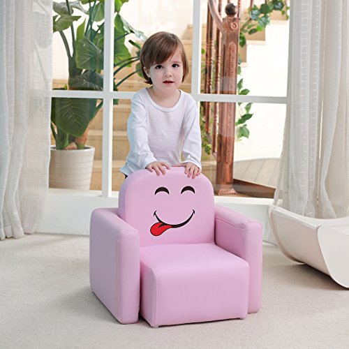 Emall Life Sillón para niños multifuncional, silla y mesa para niños/Taburete con una sonrisa divertida para niños y niñas(rosa)