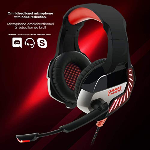 EMPIRE GAMING - Auriculares Gaming H1200 para PC, MAC, Auriculares Gamer para PS4, Nintendo Switch y XBOX One – Estéreo de alta calidad – Micrófono con tecnología de reducción de ruido