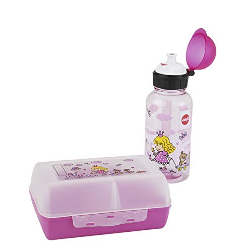 Emsa 518137 - Set botella de agua y fiambrera princesa para niños de Tritan