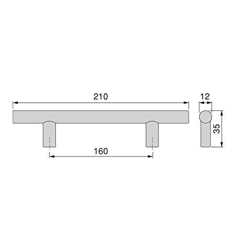 Emuca 9163651 Lote de 10 tiradores para mueble Ø12mm intereje 160mm en acero acabado níquel satinado,10 unidades