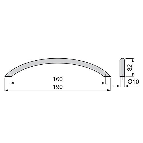 Emuca 9164651 Tirador para mueble Ø10mm,160mm,Acero,Niquel satinado,Lote de 25