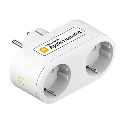 Enchufe Inteligente con 2 Tomas, 2 en 1 Enchufe, Compatible con Apple HomeKit, Alexa, Google Assistant y SmartThings. Control Remoto, Temporizador, Enchufe Doble con Botón. Smart Plug meross.