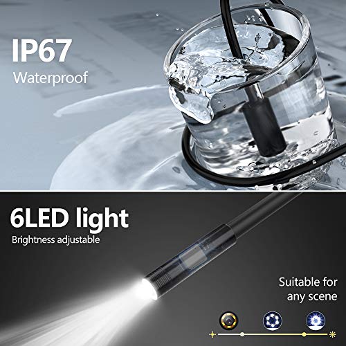 Endoscopio Industrial, Cámara Digital de alta Definición 1080P LCD de 4.3 Pulgadas Cámara Serpentina Cámara de Inspección de Video con 6 luces LED, Cable Semirrígido, Tarjeta de Memoria 16G (10M）