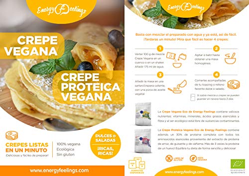 Energy Feelings Crepe proteica vegana ecológica - 500g | 100% libre de gluten | fácil de preparar | máxima calidad