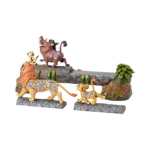 Enesco Disney Traditions Figurita Despreocupados Y Libres, Simba, Timon Y Pumbaa, Resina, Multicolor, 38.1 x 10.2 x 19 cm