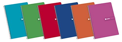 Enri 100430068 - Pack de 5 cuadernos espiral, tapa dura, Fº